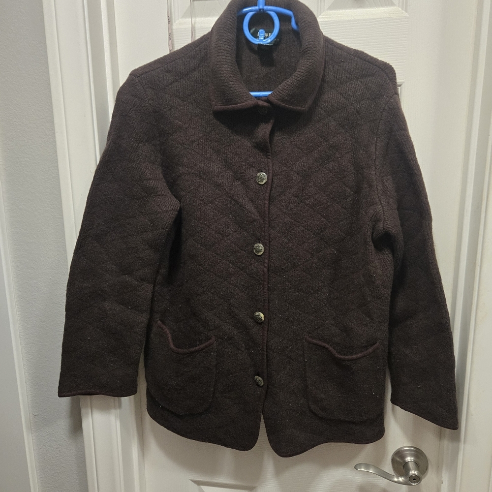 Ralph Lauren Brown Lambswool Jacket Womens sz XL/L